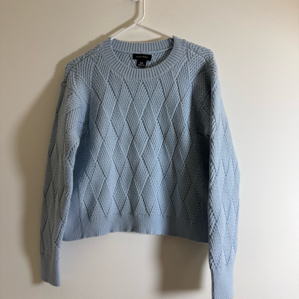 Club Monaco Sky Blue Diamond Knit Sweater